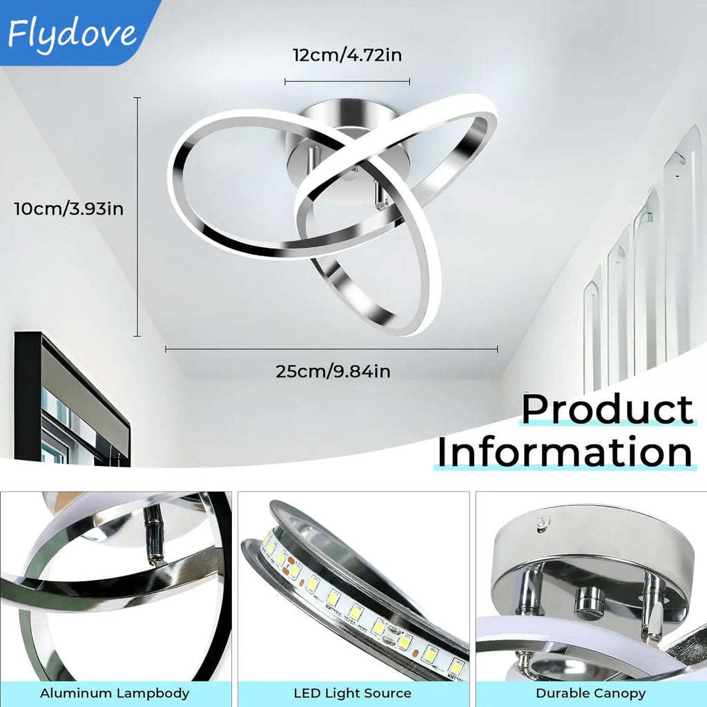 Modern LED Ceiling Light Trefoil Dimmable Black White Gold Lamp Bedroom Bedside Corridor Living Room Backgroud Home Indoor Decor