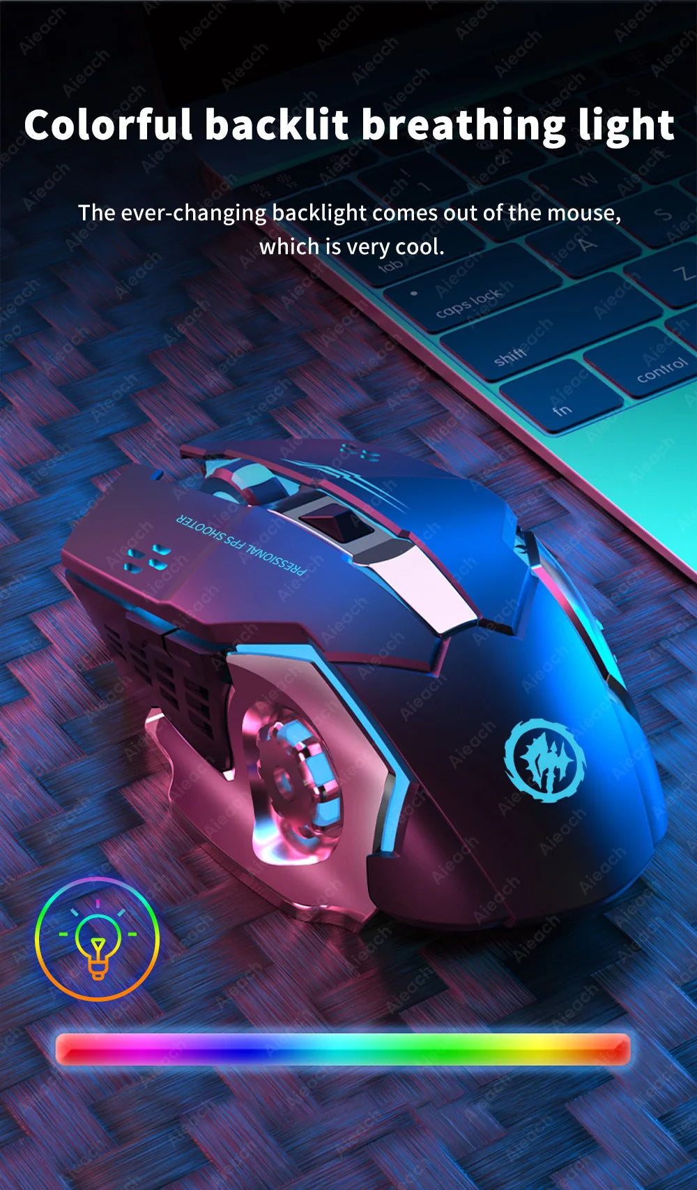 Wireless Bluetooth Gaming Mouse 2.4g USB Rechargeable Ergonomic Mechanical Backlight Design for Laptop PC Computer Gamer