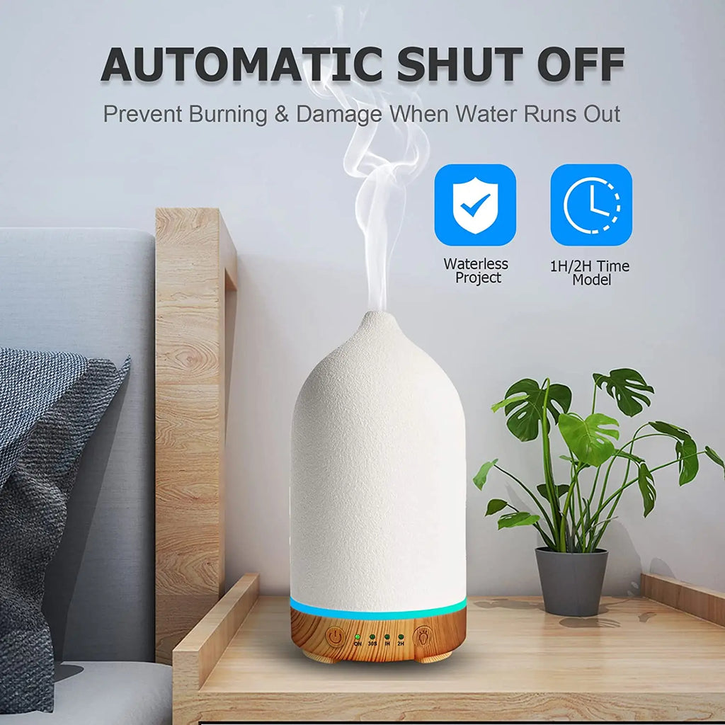 Ceramic Diffuser 100ML  Essential Oil Diffuser  Air Humidifier  With 7 LED  Ultrasonic Aromatherapy Diffusers for Home