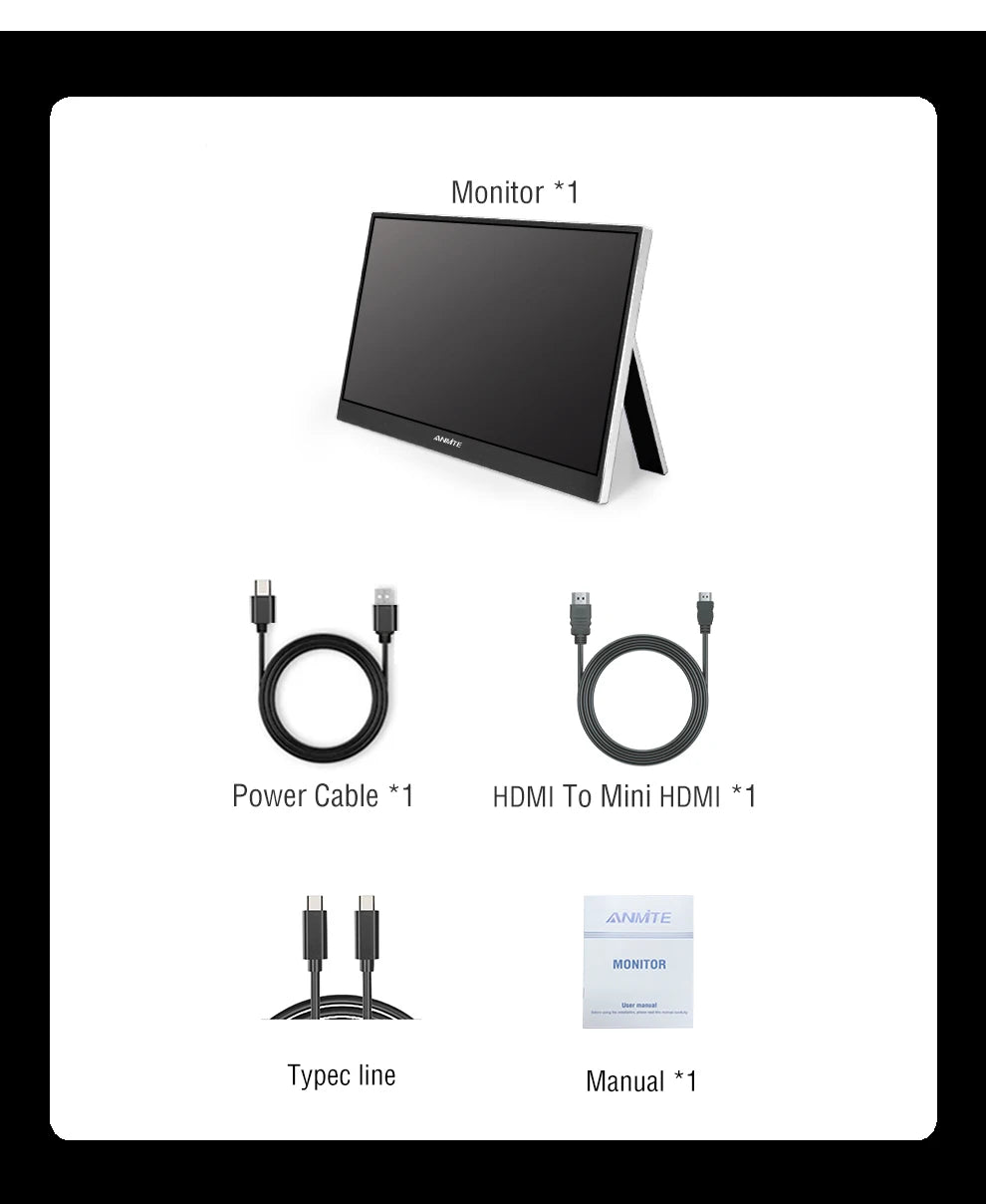 16-Inch Portable Gaming Monitor 165Hz/120Hz 300cd/m Low Blue Light For XBox PS4 / 5 Switch Cell Phone PC Loptop Extension