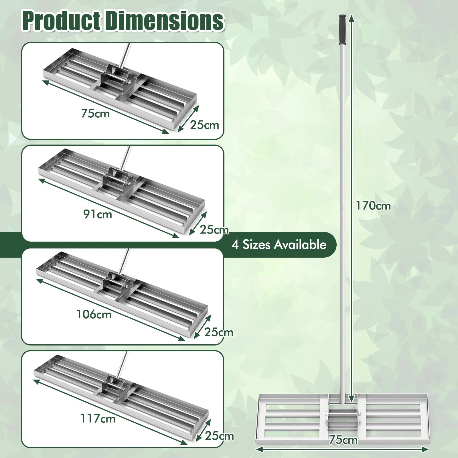 Metal Lawn Levelling Rake, Lawn Rake with Ergonomic Handle, Leveling Sand Soil, Rake Surface Leveler, Lawn Tool