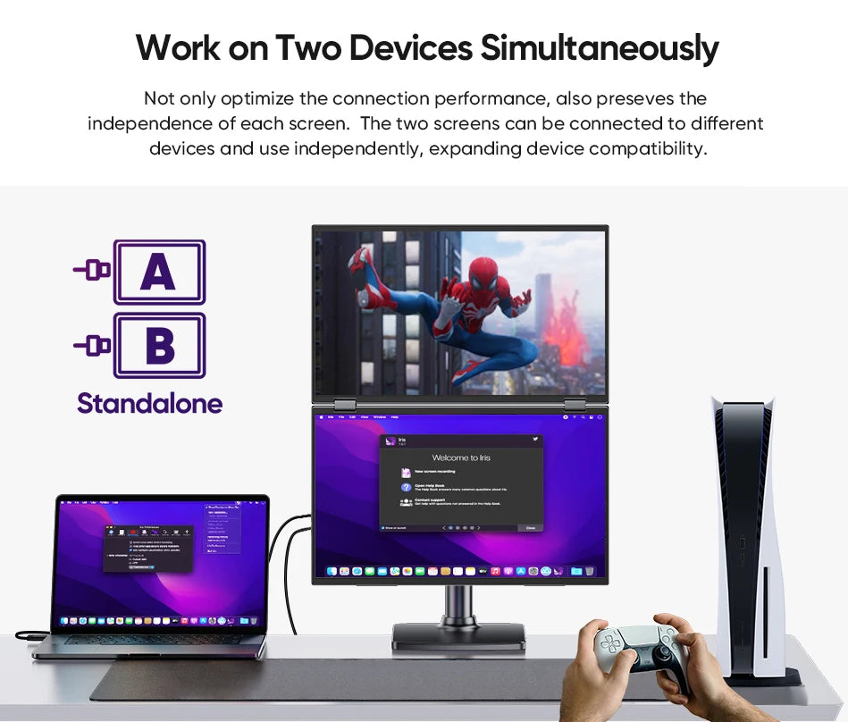 15.6 Inch FHD Dual Screen Extend LCD 1080P Monitor Portable Foldable Laptop Smart Gaming Triple Screen Display Computer Monitor