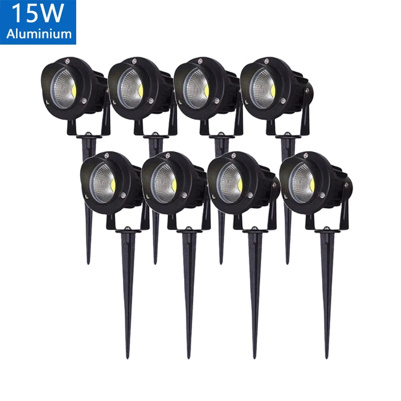 LED Garden Lawn Lamp 5W 10W 15W Outdoor Waterprof IP65 220V110V12V24V Landscape Spike Bulb Garden Path COB Lawn Spotlights