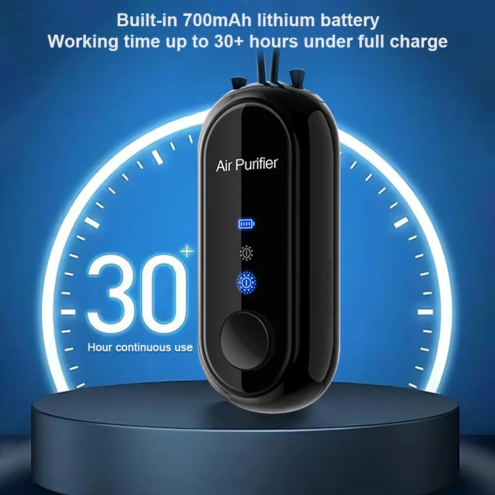 Air Purifier Negative Ion Generator Mini Hanging Neck Air Purifier Portable Air Freshener for Car Home Smoke PM2.5 Virus Remover