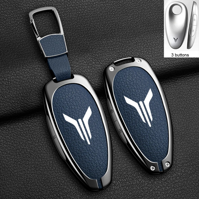 Car Key Case Cover Shell Fob For Voyah Free I-Land Dreamer 2021-2023 Keychain Auto Zinc Alloy Leather Key Protection Accessories