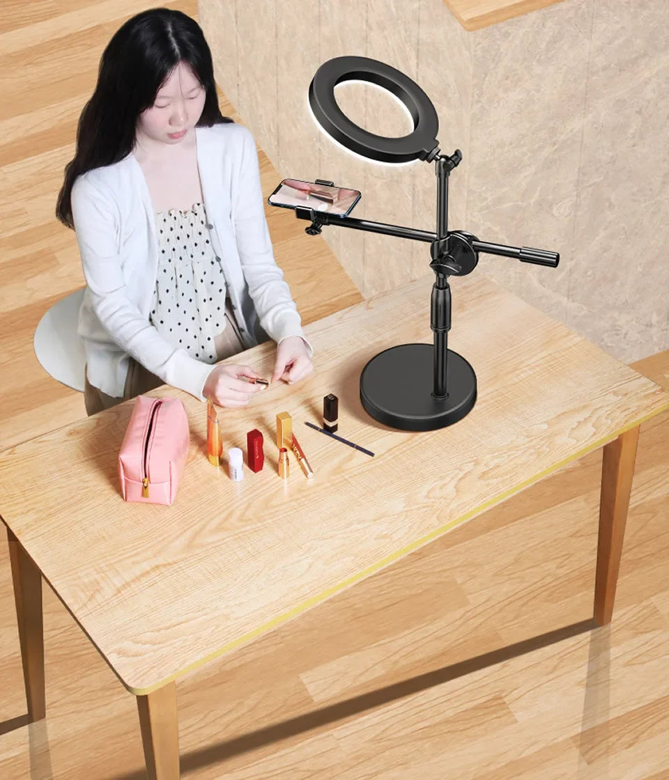 Ring Lamp Desktop Stand Lighting Professional Live Broadcast Fill Light For Nail Art With Tripod LED Ring Light Phone Holder