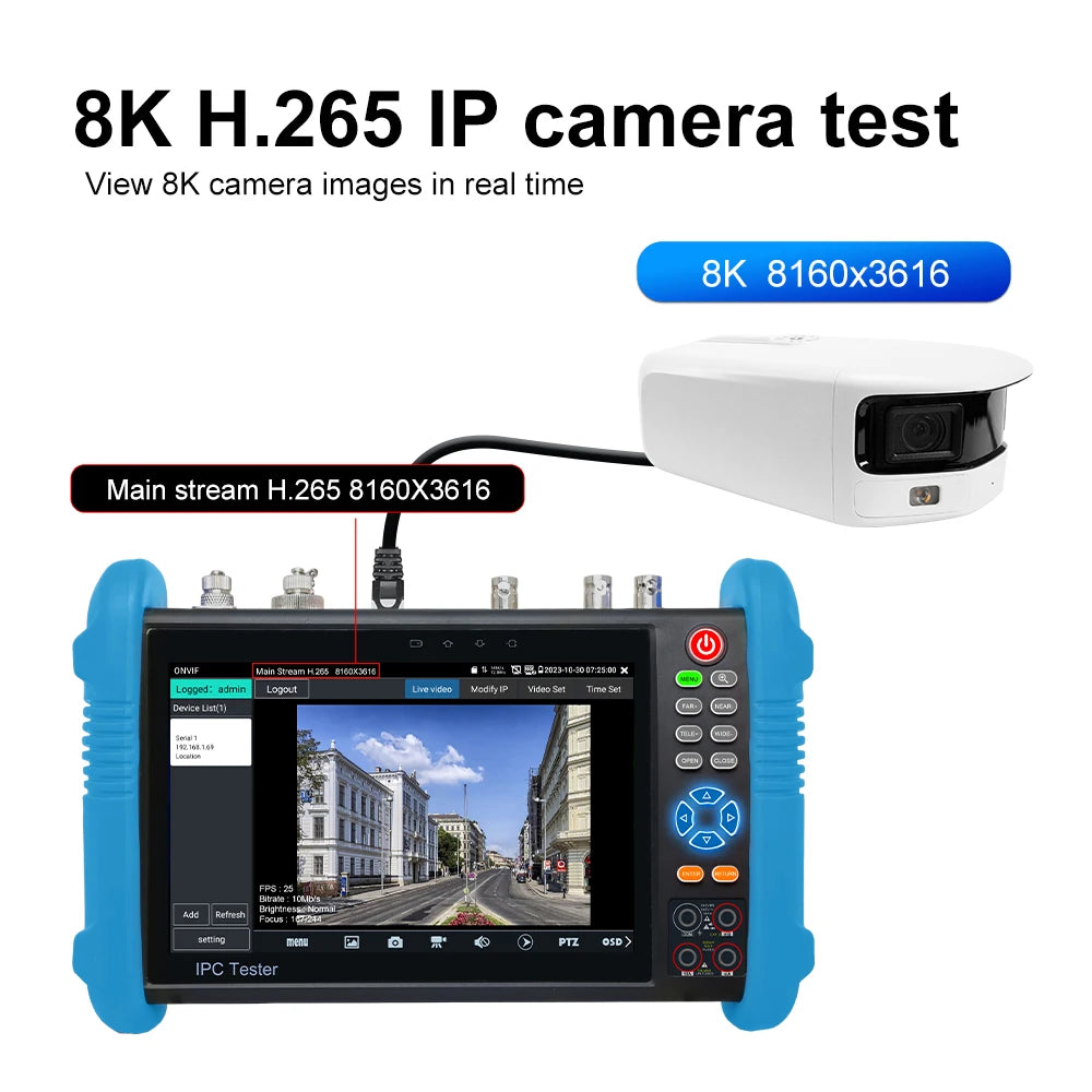 8K CCTV Tester IPC-9800CLMOVTADHS 8MP HD AHD TVI CVI SDI IP Tester 7-inch Touch Screen Monitor 8K Video Display Tester Monitor