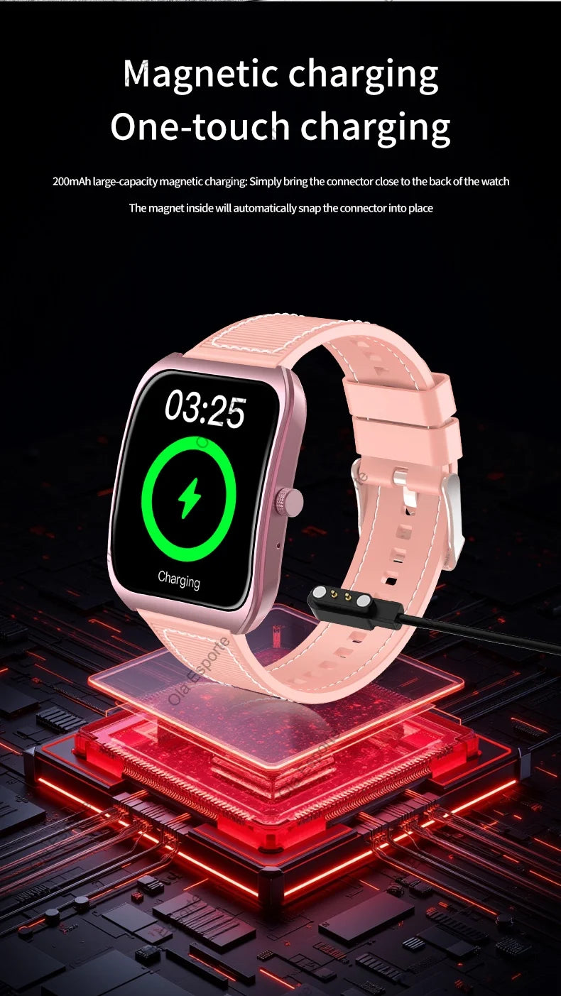 Smart Watch 2.01'' AMOLED Curved Screen IP68 Waterproof Bluetooth Call AI Vioce Assistant Fitness GPS Tracker Smartwatch for Men