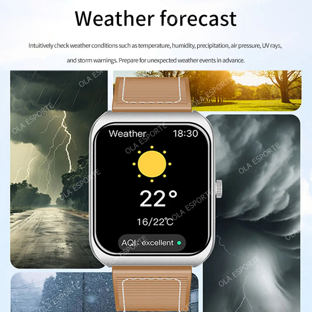 Smart Watch 2.01'' AMOLED Curved Screen IP68 Waterproof Bluetooth Call AI Vioce Assistant Fitness GPS Tracker Smartwatch for Men