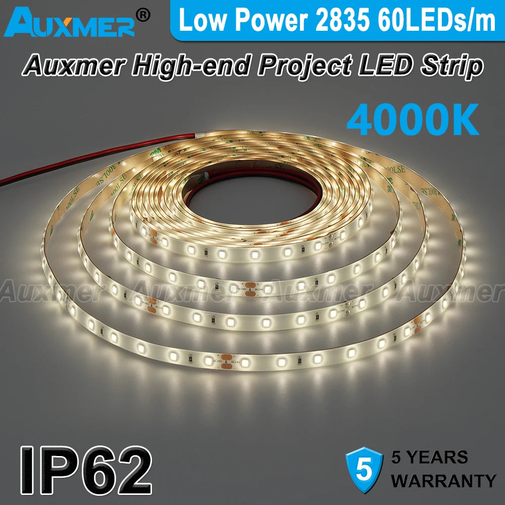 LED Strip Light Low Power 2835 60LEDs/m 4.8W/m,IP62 Waterproof,CRI90/95 Diode tape,DC12V/24V Led Lights for Room