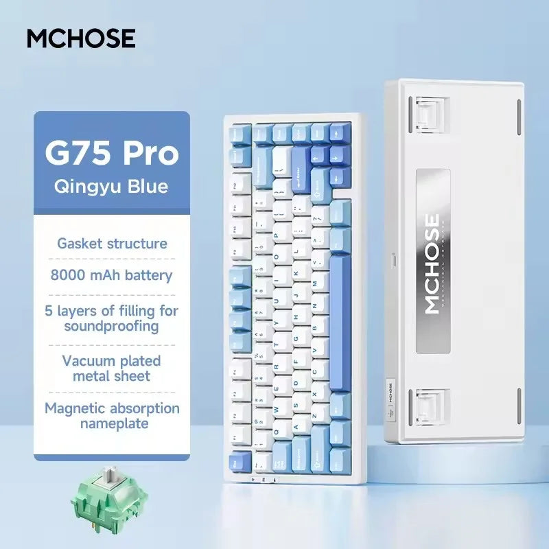 G75 Pro Mechanical Keyboard Customized Tri-mode Wireless RGB Hot Swap 8000mAh PBT Gasket Bluetooth E-sports For PC Gaming