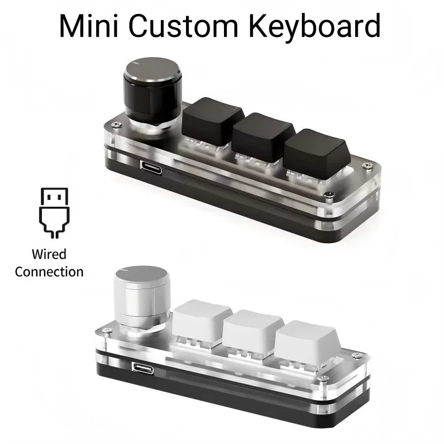 Mini Macro Mechanical Keyboard with 3 Keys 1 Knob USB RGB Gaming Custom Programming Switch Portable Keypad for PC Game Photoshop