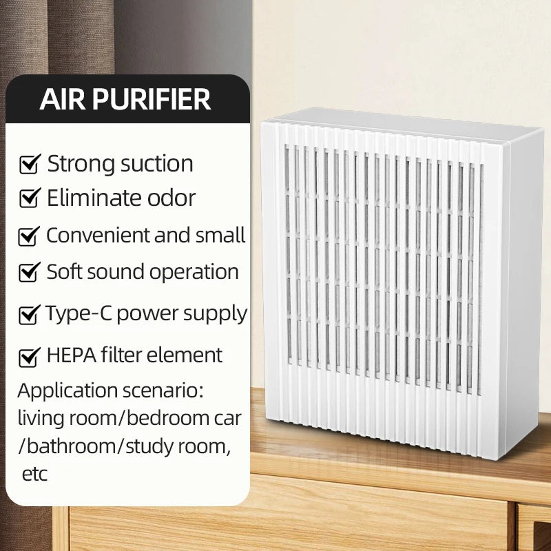 Air Purifiers Home Remove Smoke Odor Formaldehy Air Cleaner HEPA Filter PM 2.5 Air Freshener for Car Bedroom Small Air Purifier