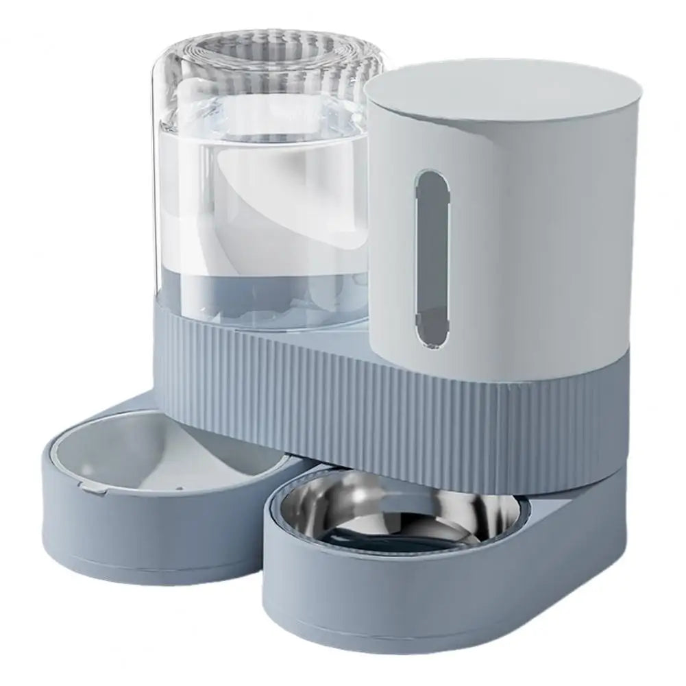 A  Automatic Cat Feeder Automatic Pet Feeder Water Dispenser Set for Cats Dogs 2-in-1 Food Bowl with Stainless Steel Insert