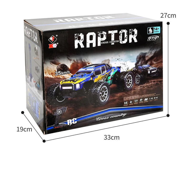 WLtoys 164018 1/16 Scale RC Car Off-Road 4WD Electric Remote Control Big Foot Climbing Truck with LED Lights High-Speed 2.4G