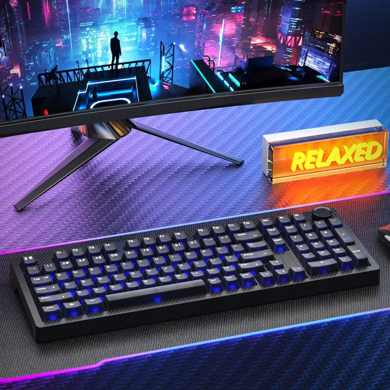SKN Qinglong Mechanical Keyboard Gaming Custom Wireless Tri Mode Dual 8K Composite Carbon Fiber RGB Backlit Suspension Office