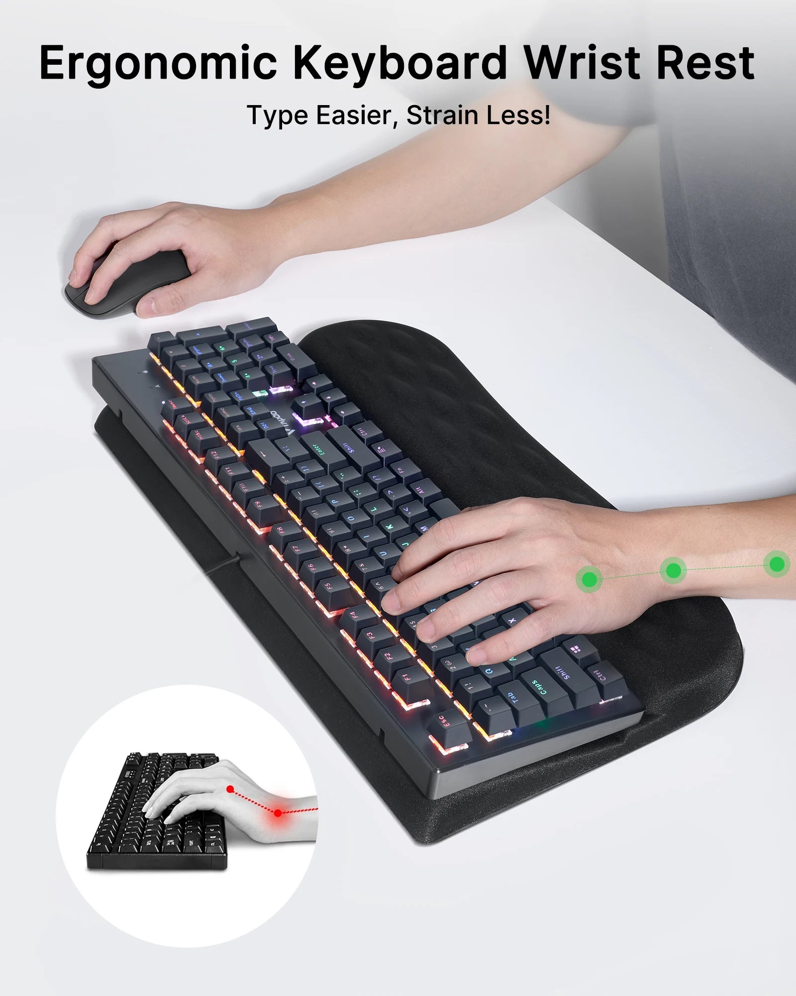 Computer Keyboard Wrist Rest for Desktop, 2 Angle Adjustment Ergonomic Keyboard Riser Holder Stand with Wrist Support for Office