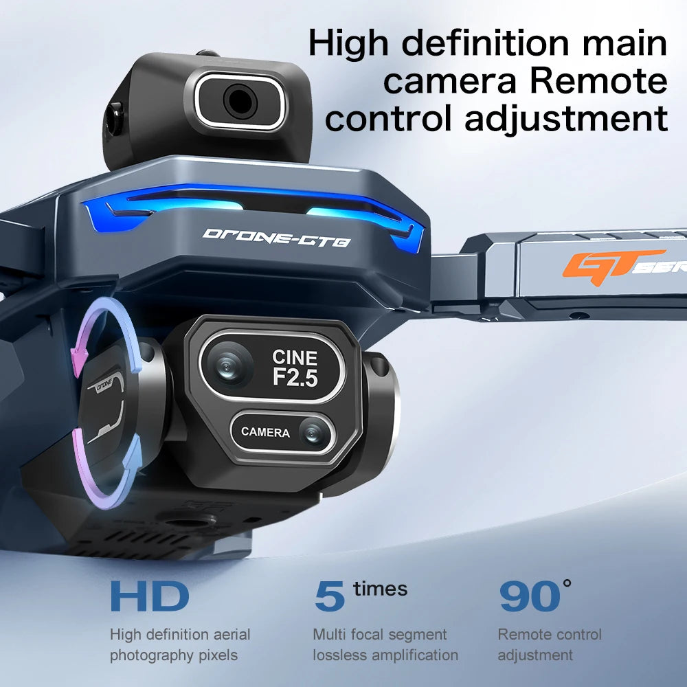 NEW GT8 Drone Obstacle Avoidance Belt 4.3-inch Screen Brushless 2.4G Optical Flow 8K HD Dual Camera Foldable Quadcopter Aircraft