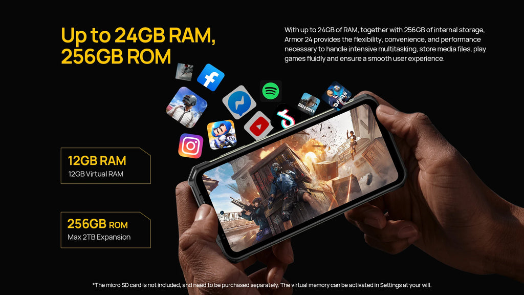 Ulefone Armor 24 Rugged Phone, 22000mAh, Up to 24GB + 256GB, 6.78 ", 120Hz Smartphone, 64MP + 64MP, NFC Phone, Global Version