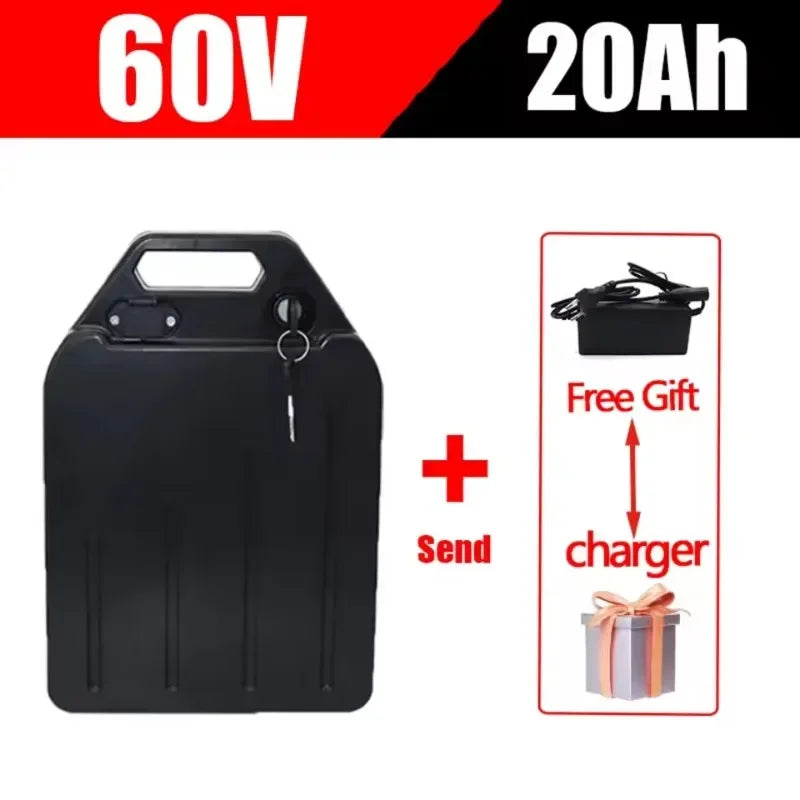 60V 20Ah-40Ah Electric Motorcycle Li-ion Battery Pack 2000W for Harley Two Wheel Foldable Citycoco Electric Scooter,Free Charger