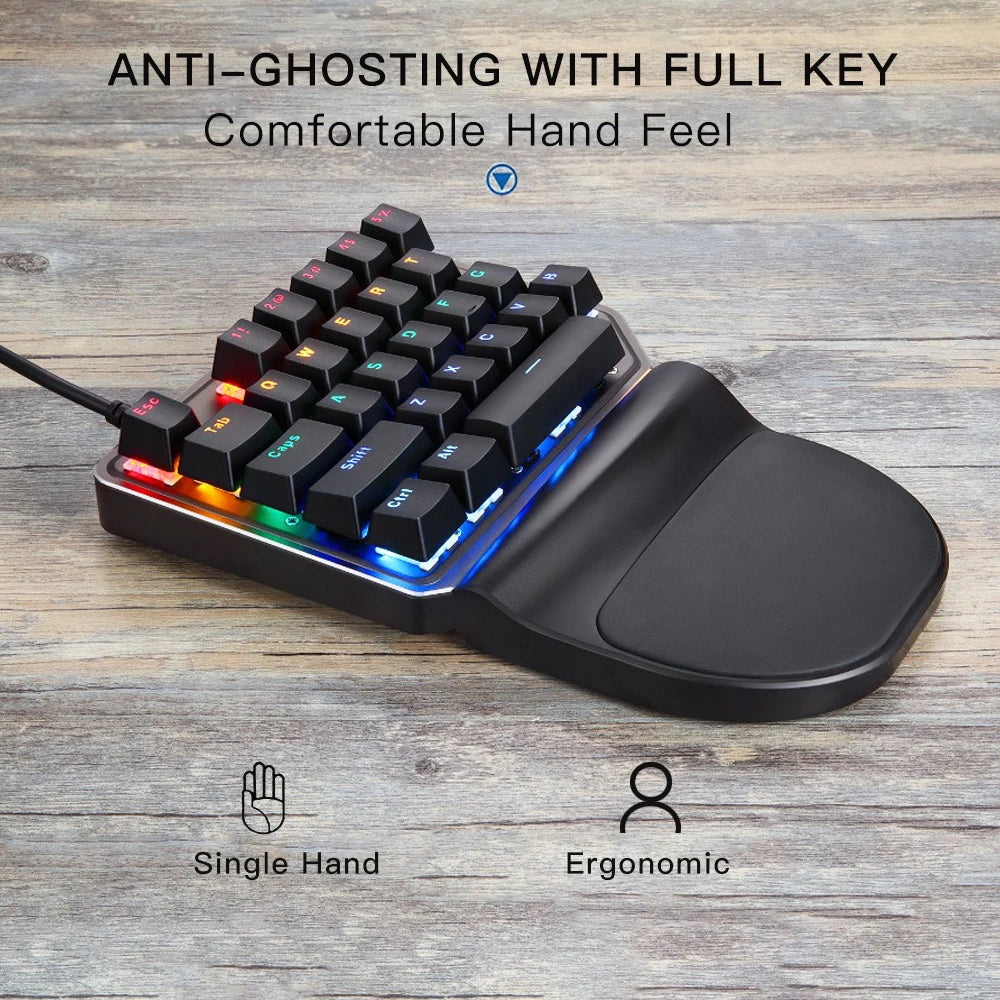 Motospeed K27 Gaming Mechanical Keyboard 27 Keys Wired LED Backlight Single Handed Numpad Computer Keypad Red Switch For Laptop