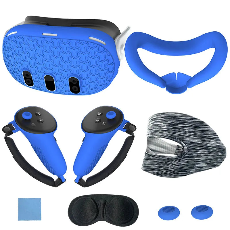 7pcs Accessories Set Lens Protector Cover Anti-Fall VR Protective Cover VR Headset Cover Controller Grips Cover for Meta Quest 3