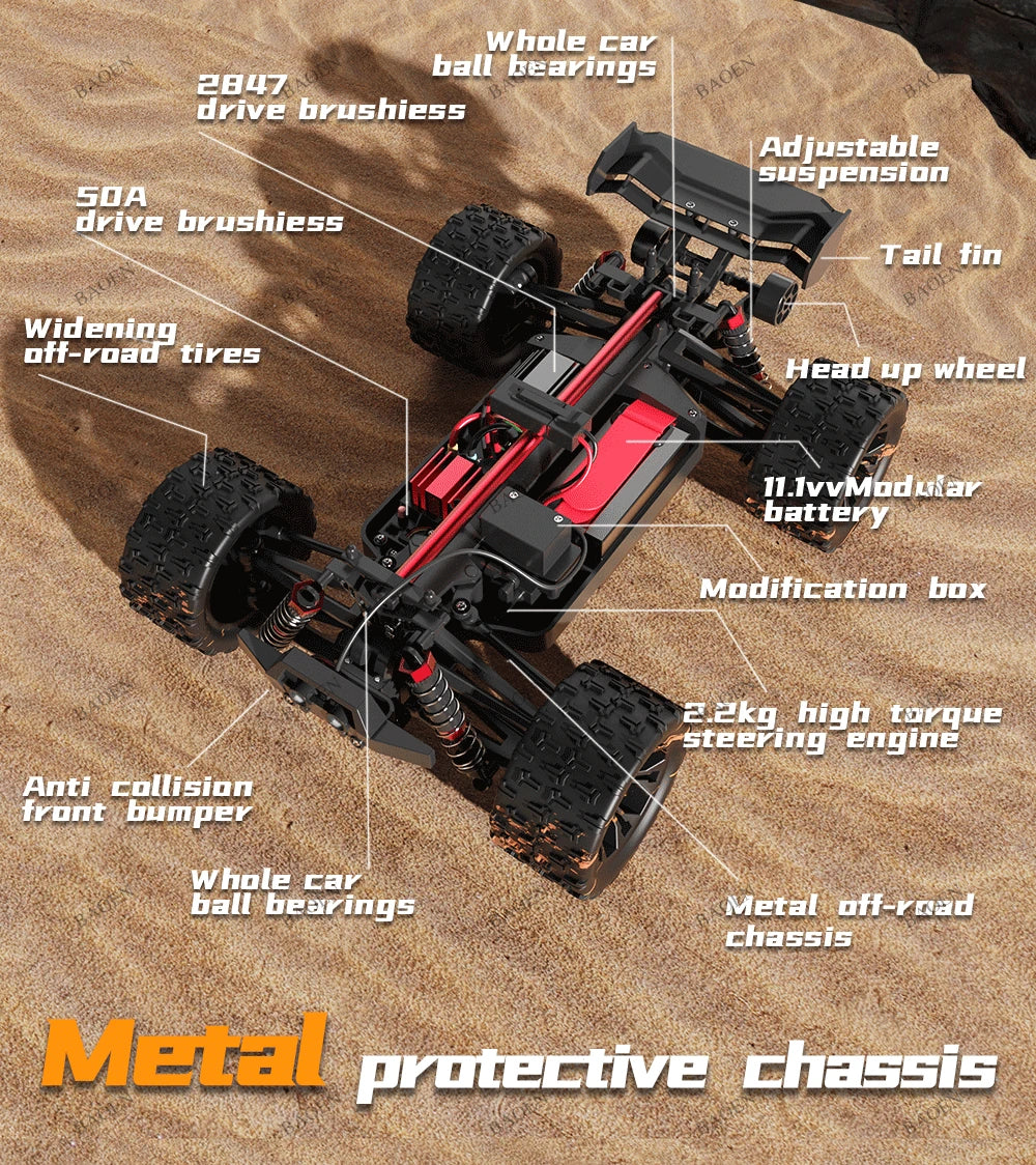 4WD Remote Control Car Off Road 4x4 RC High Speed Buggy Truck Super Brushless 50 or 85KM/H Fast Drift Racing Toy Kids Adults