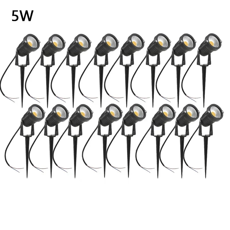 LED Garden Lawn Lamp 5W 10W 15W Outdoor Waterprof IP65 220V110V12V24V Landscape Spike Bulb Garden Path COB Lawn Spotlights