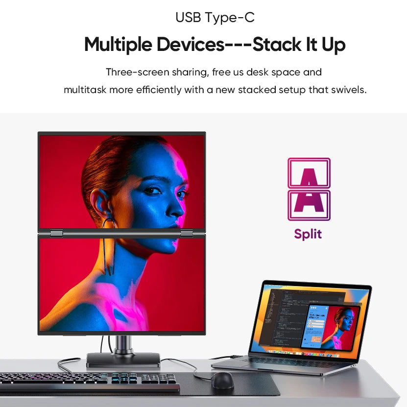 15.6 Inch FHD Dual Screen Extend LCD 1080P Monitor Portable Foldable Laptop Smart Gaming Triple Screen Display Computer Monitor