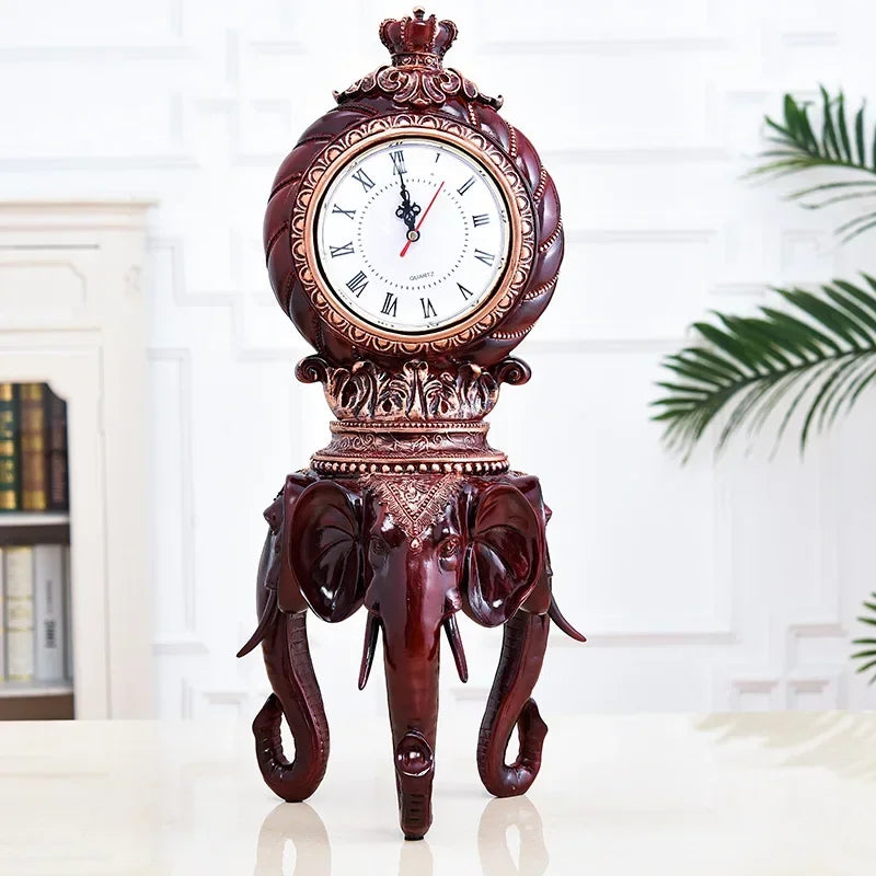 Desk Clock Vintage Creative European-style Desktop Ornaments Animal Elephant Living Room Office Bedroom Home Decoration