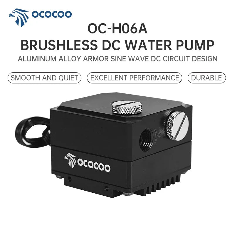 OCOCOO H06A water pump for PC water cooling CPU liquid cooler pump 600L/H DC 12V with PWM Intelligent Temperature Regulation