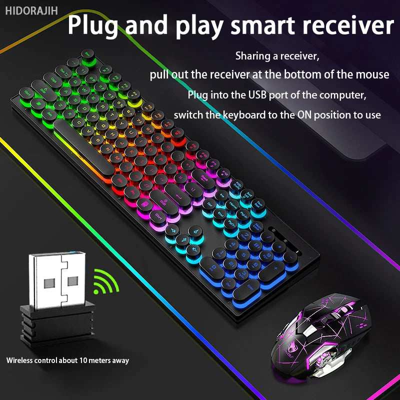 Mechanical hand feel electronic sports game business office wireless USB light keyboard set