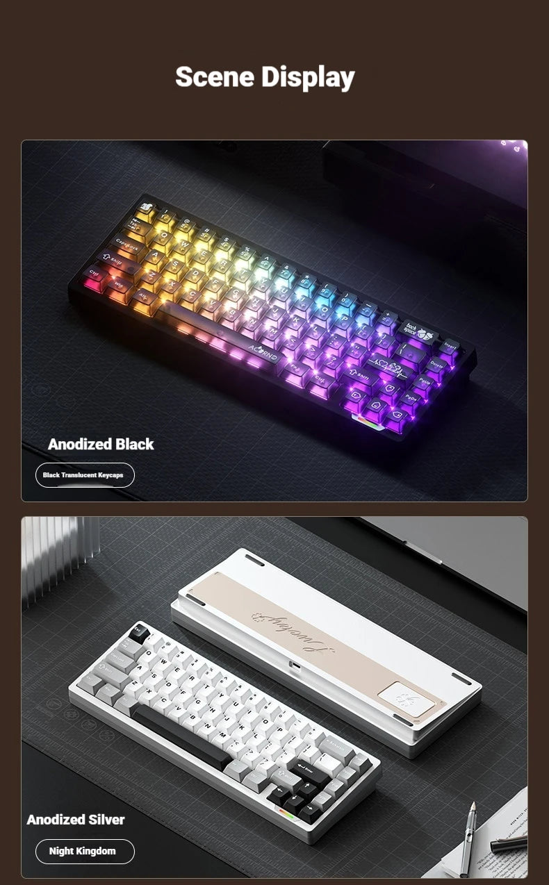 WEIKAV lucky65 V3 Gaming Keyboard Wireless Aluminum Alloy RGB Tri-mode Bluetooth Mechanical Keyboard CNC Gasket Quick Release