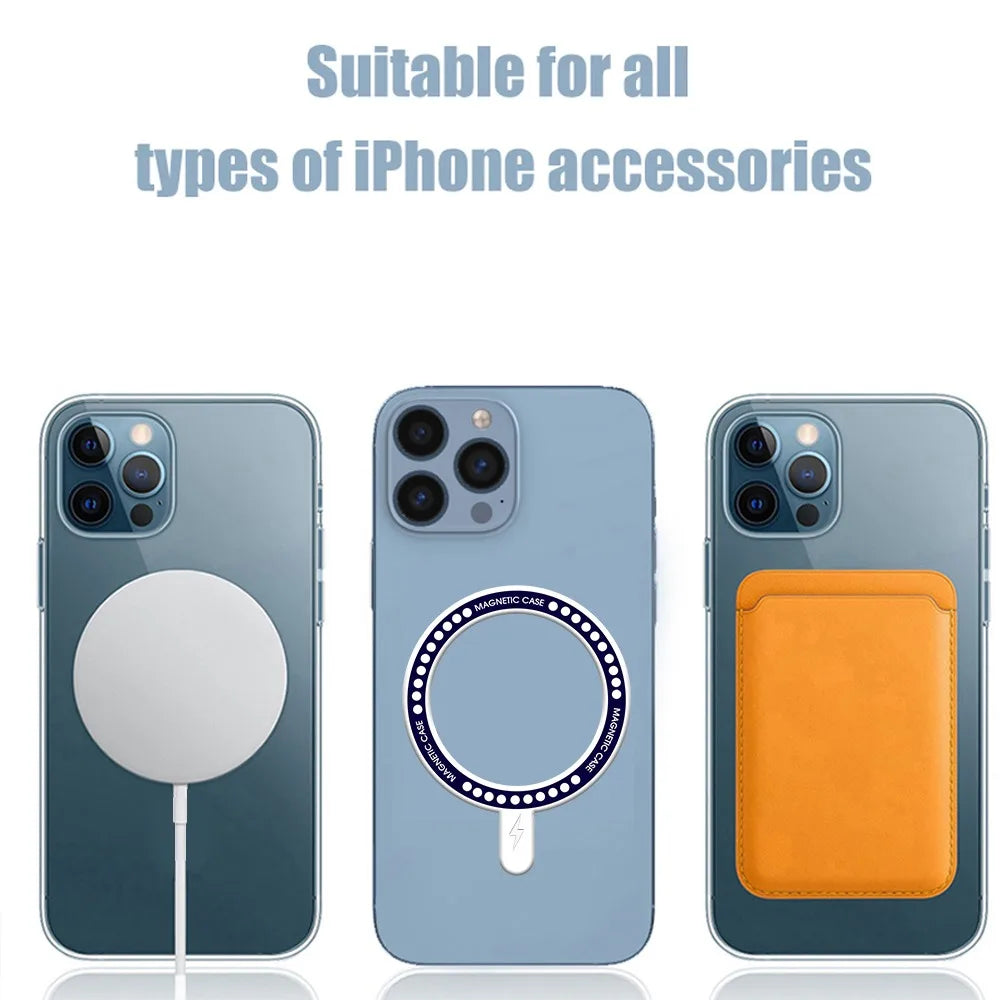 Magsafe Magnetic Wireless Charger Ring Universal Magnetic Adapter Sticker Ring Accessories Metal Ring for IPhone 14 13 12 Pro