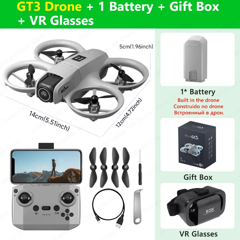 NEW Drone GT3 8K 4K Professional HD 180° ESC Dual Cameras Mini WIFI Dron Obstacle Avoidance FPV Foldable RC Quadcopter Toys UAV