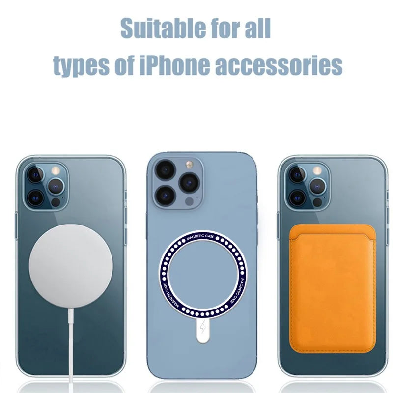 Magsafe Magnetic Wireless Charger Ring Universal Magnetic Adapter Sticker Ring Accessories Metal Ring for IPhone 14 13 12 Pro