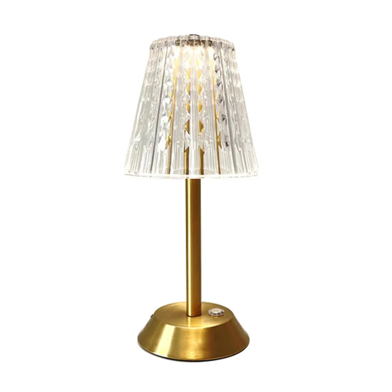 Nordic Crystal Rechargeable Table Lamp LED Bar Lamp Touch Dimmable Golden Desk Lamp Living Room Bedroom Hotel Lamp Bedside Lamp