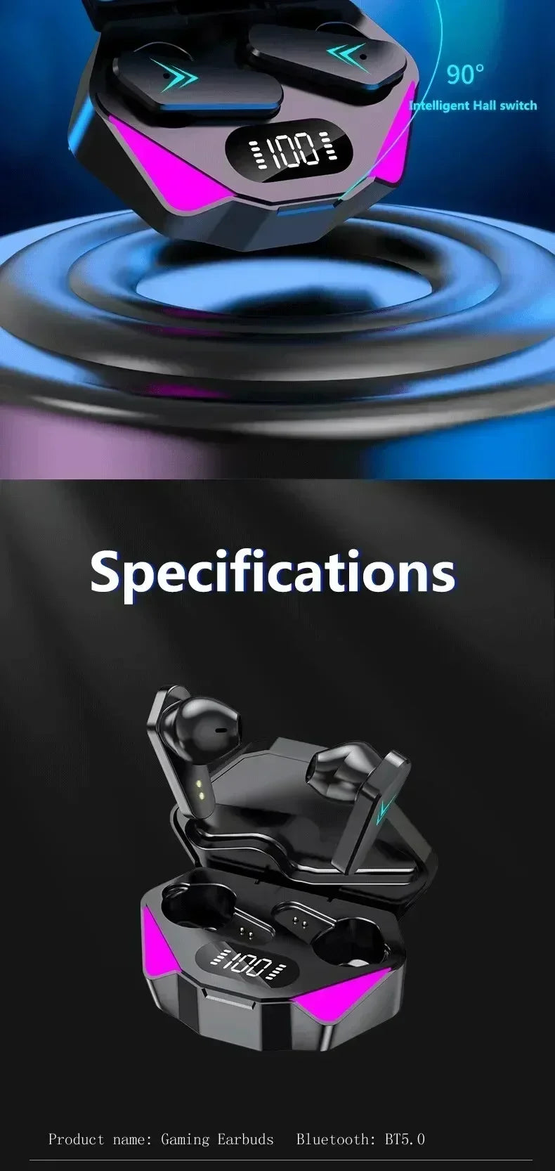 TWS Gaming Earbuds Wireless Bluetooth Earphones With Mic Bass Audio Sound Positioning 9D Stereo Music for all smartphones