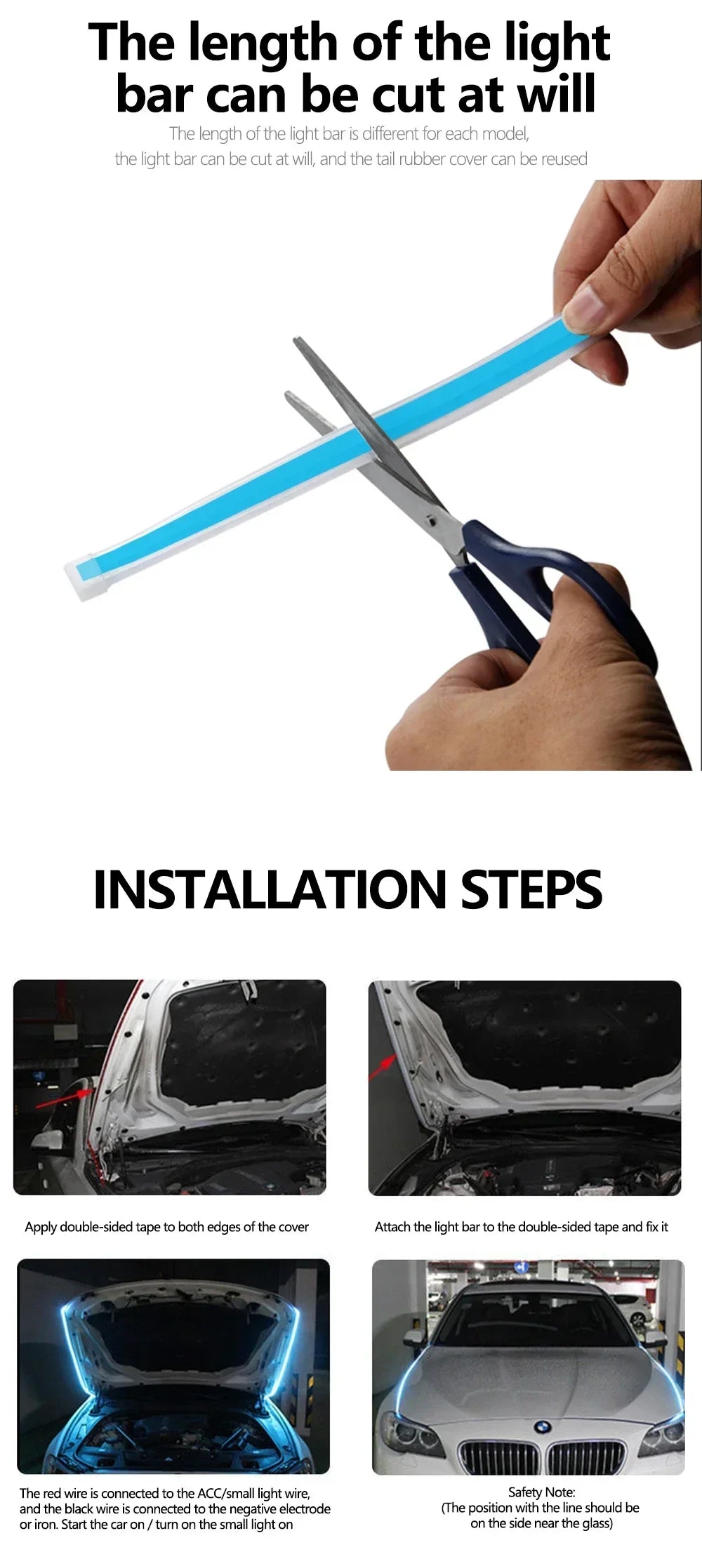 LED  Car Daytime Running Light DRL With Turn Signal Lamp Car Hood Decorative Light Strip With Start Scan Meteor Dynamic 12V