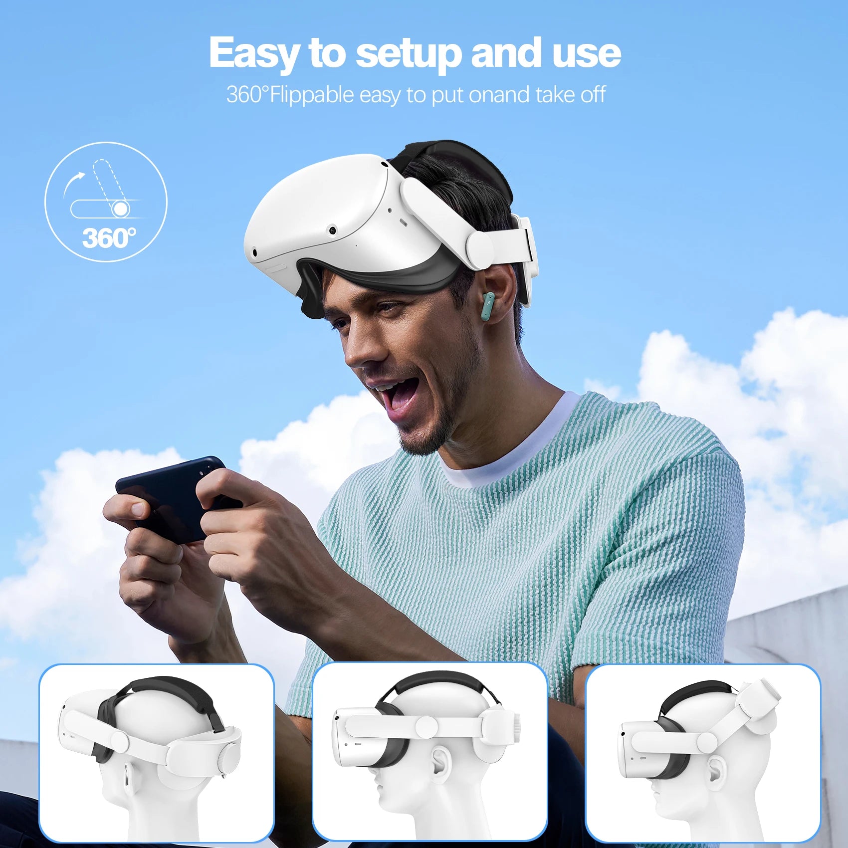 Head Strap Compatible with Oculus Quest 2, Adjustable Elite Strap Replacement in VR Accessories (Comfort Head Strap Only)