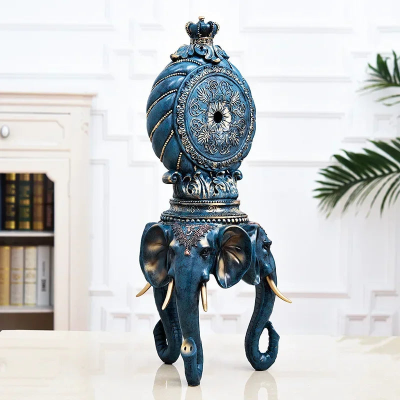Desk Clock Vintage Creative European-style Desktop Ornaments Animal Elephant Living Room Office Bedroom Home Decoration