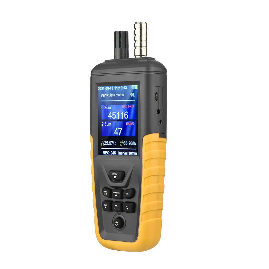 Dust Particle Counter Air Quality Monitor TC-8100 High Sensitivity 3-channel Pm0.3/2.5/10um Temperature and Humidity Monitor