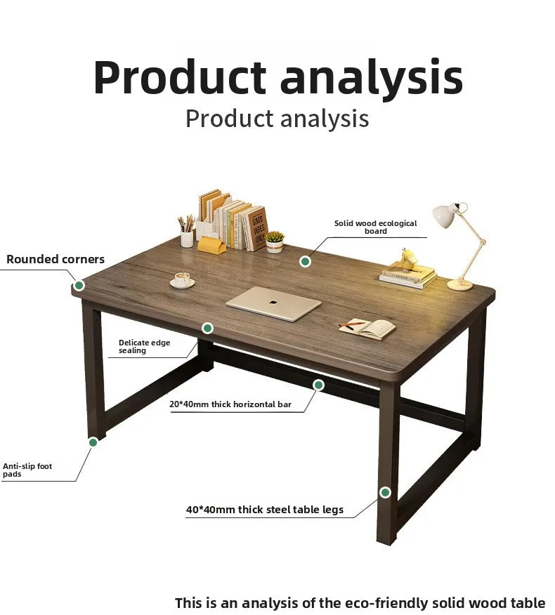 80/100/120/140/160cm Office Desk 15mm Wood Desktop Computer Table with Steel Frame Study Writing Desk for Home Office Workspace