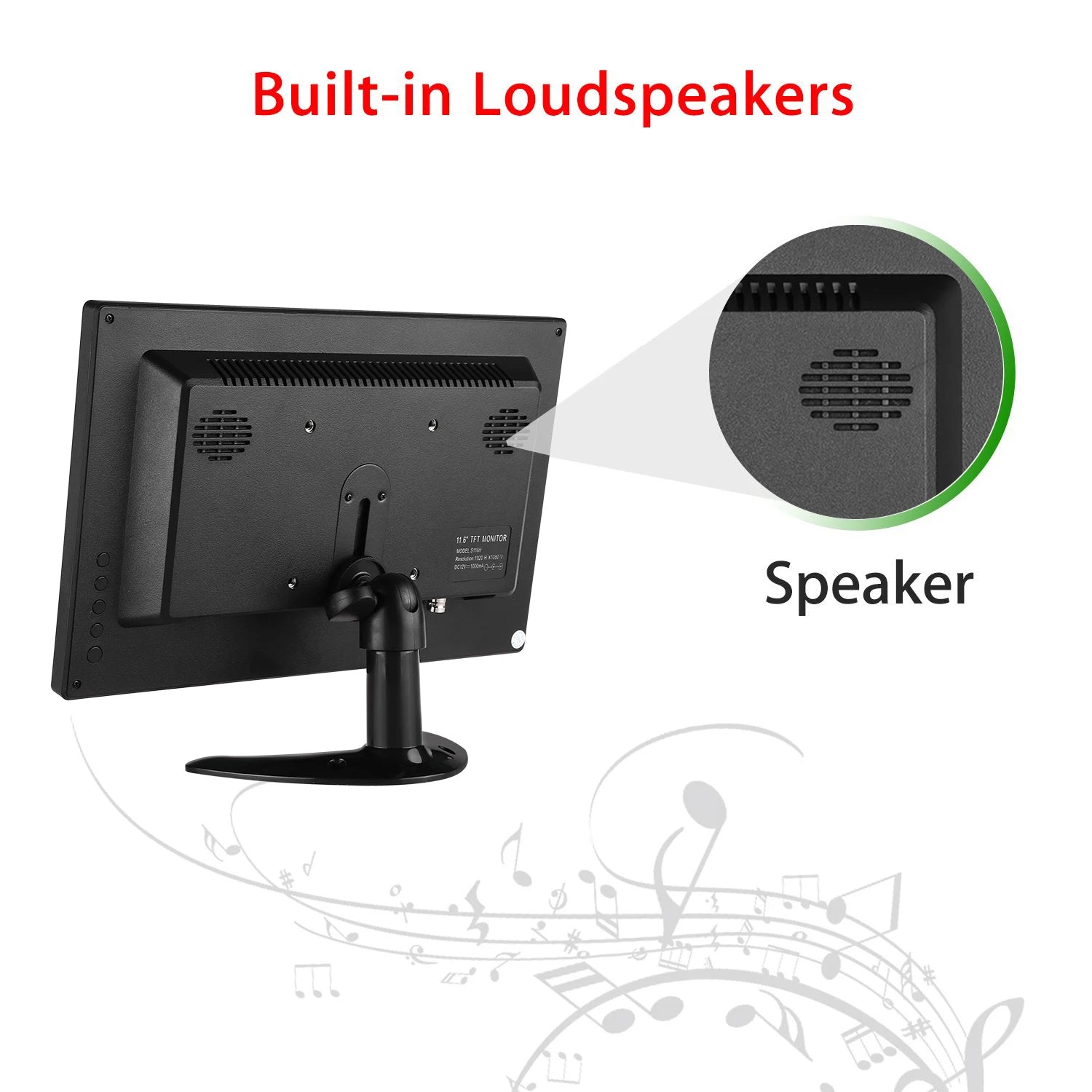 Eyoyo 12 Inch CCTV Surveillance Security Monitor HD 1920*1080 IPS LCD Home Office Desktop Display With Speaker VGA BNC USB Input