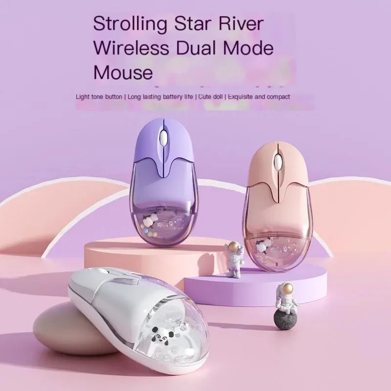 Wireless Dual-mode Mouse Wired Mause Creative Design Floating Doll Rechargeable Mute Button Beautiful Mice Office Use Ergonomics