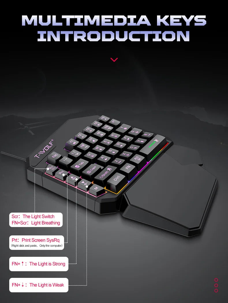 Mechanical Gaming Keyboard Kit 5 In 1 Set One Hand Keyboard 5D Mechanical Gamer Mouse Converter Mobile Game Pro Converter