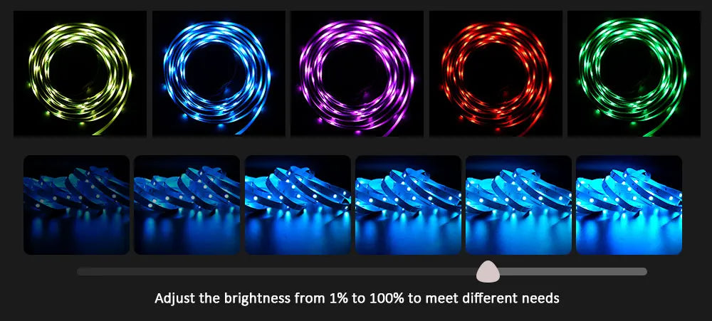 LED Strip Light 12V 18LEDS/M, RGB 5050 Lights,  Music Sync Color Changing, Built-in Mic, App Controlled LED Lights Rope Lights