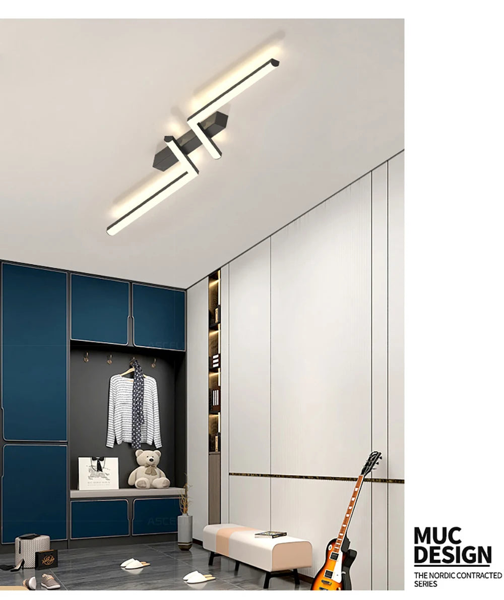 Modern LED Line Ceiling Lamp modern Living Room Dining Room Master Bedroom Study Fixture Gold Black Ceiling Lights Illumination