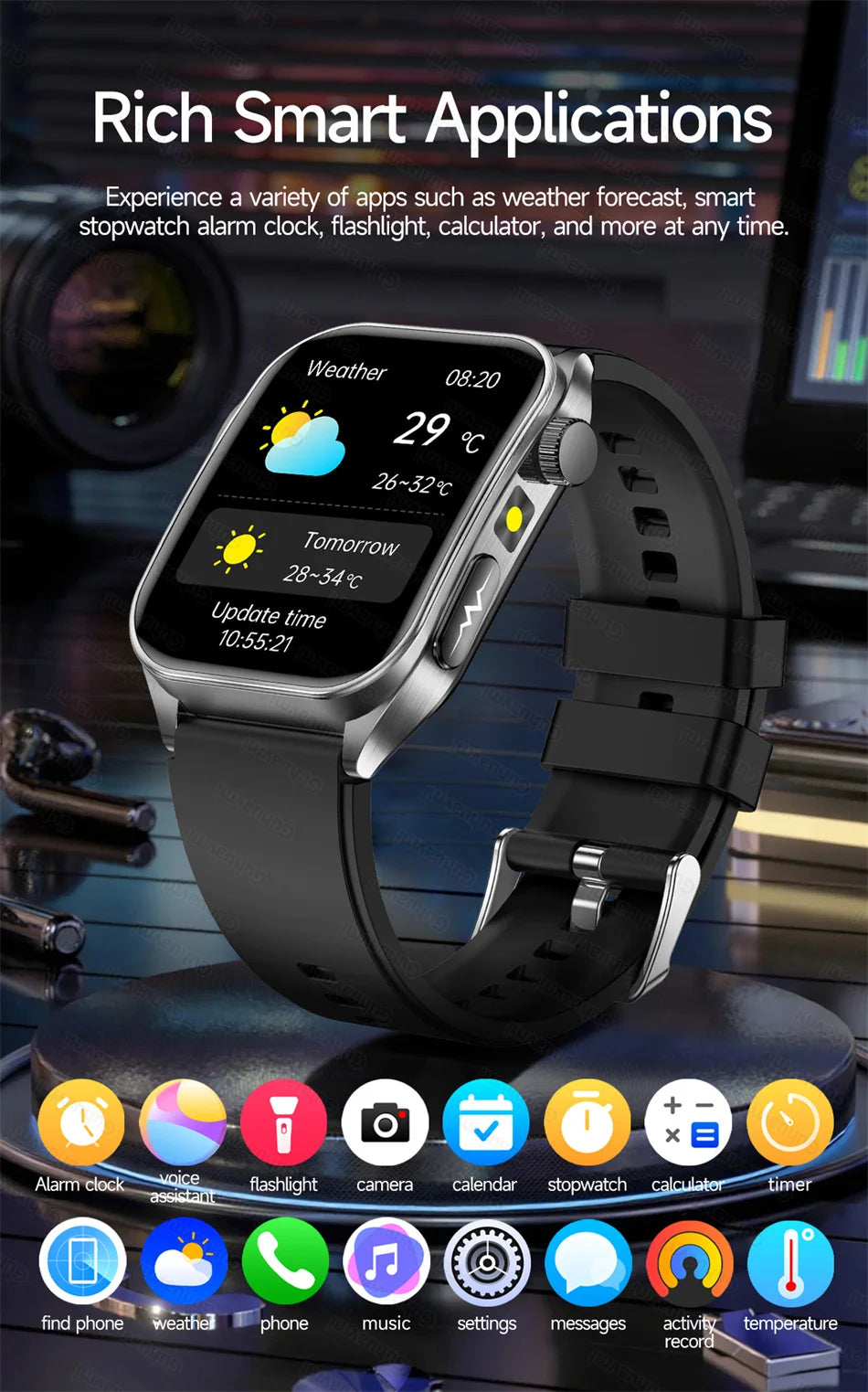 Smart Watch 650nm Dual probe laser health conditioning Blood oxygen Pressure Uric Acid Blood lipid ECG Smartwatch for Man Women