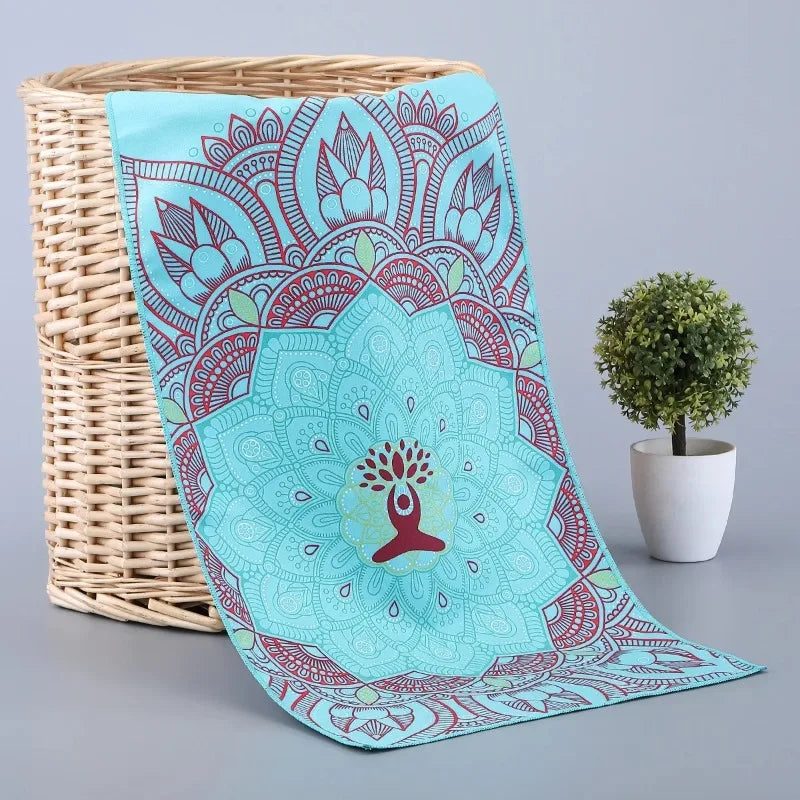 30*100cm Printed Yoga Towel Portable Double Layer Non-Slip Mat Protection Yoga Exercise Pad Quick Drying Pilates Towel Blanket